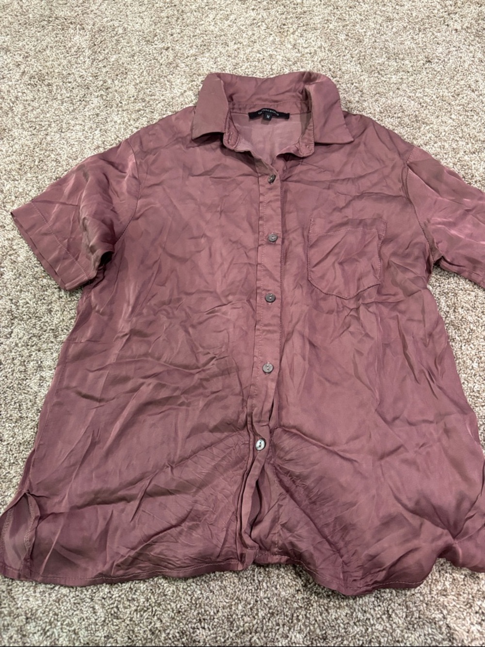 🟢10/$10 - Silky Short-Sleeve Button-Up Shirt in Dusty Rose